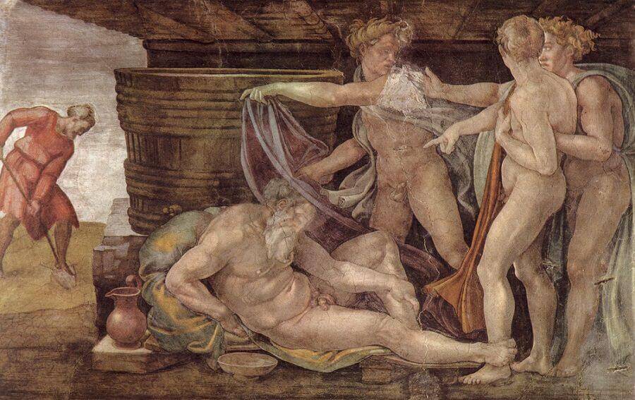 Drunkenness of Noah, by Michelangelo