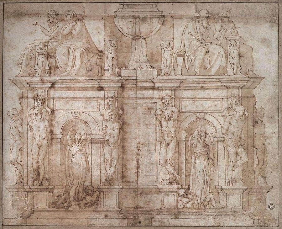 Drawing for the Tomb of Pope Julius II by Michelangelo